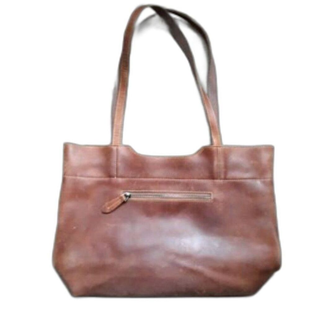 S-ZONE Genuine Leather Tote Shoulder Bag Women Handbag Distressed Light Brown
